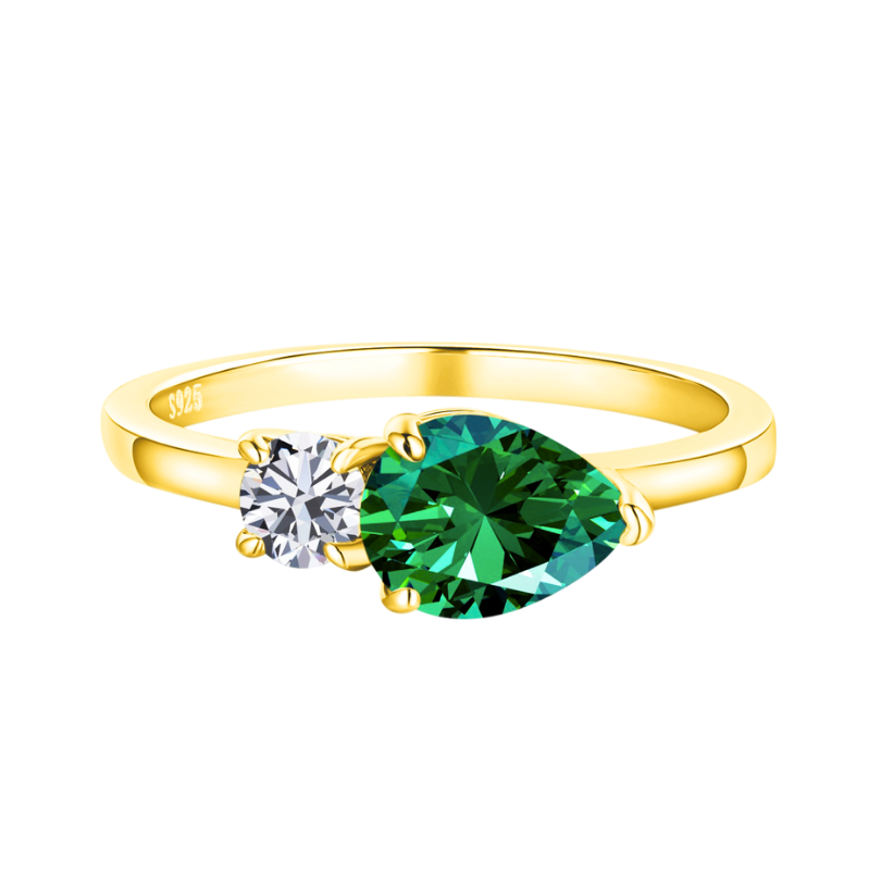 Verde - Slim ring with double gemstone design