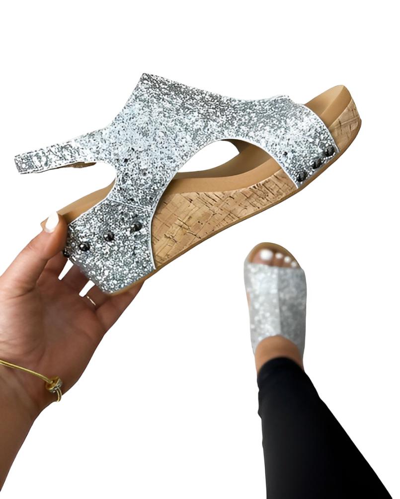 Matilda - Sequined wedge Roman sandals