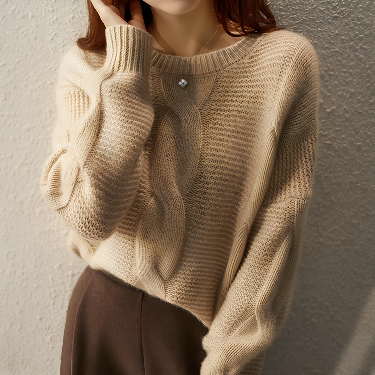 Thick round neck loose sweater for women