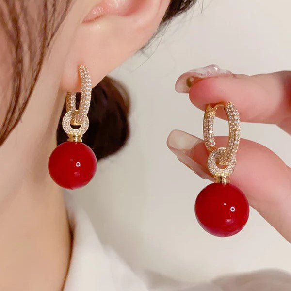 Bianca - Pavé hoop earrings with ball pendants