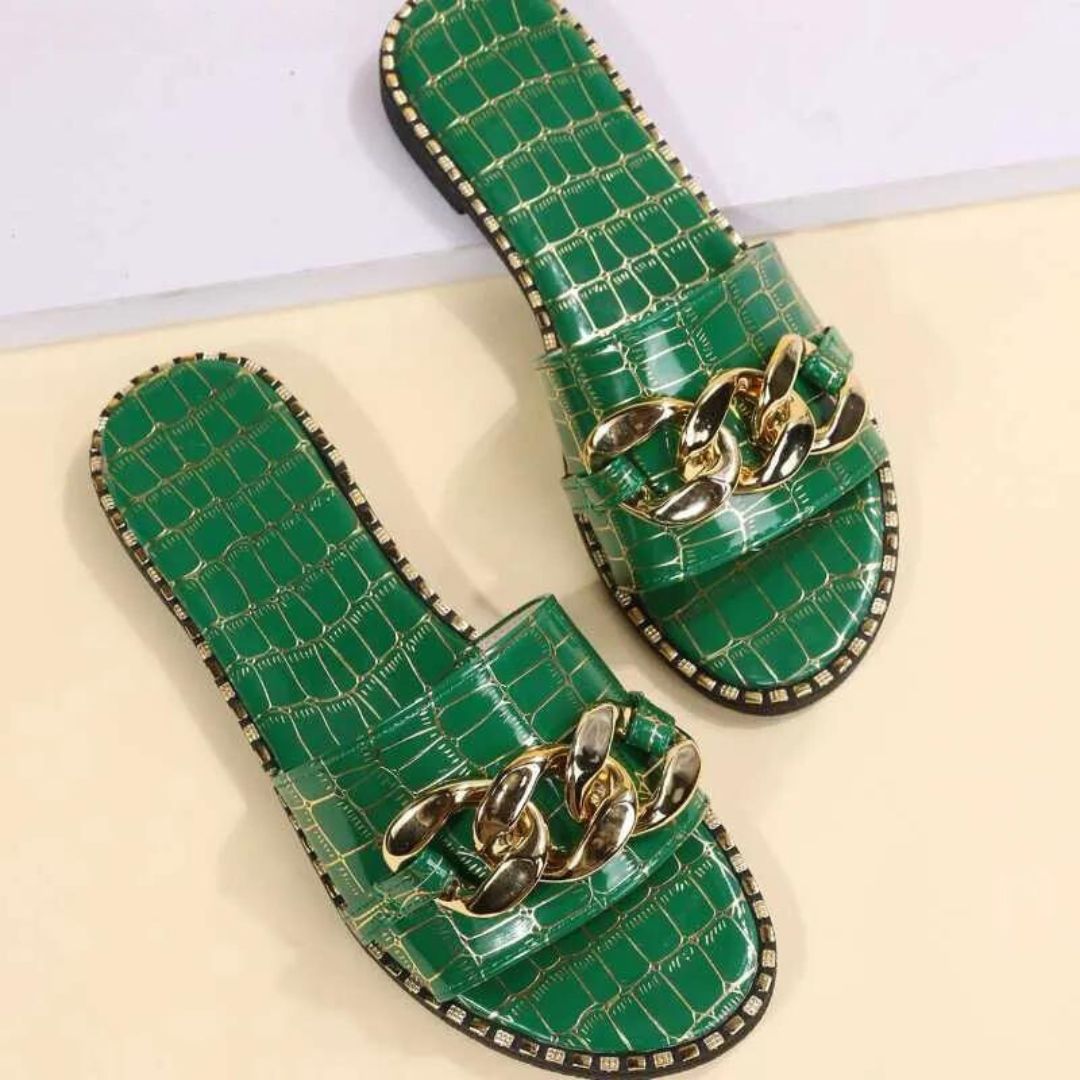 Alice- Mules with crocodile pattern