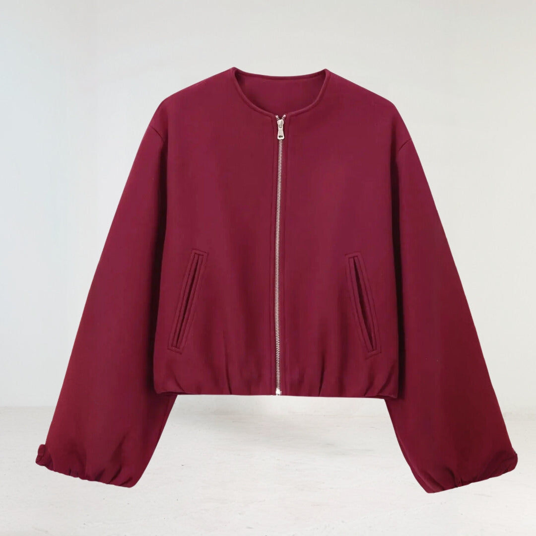 Soft cropped bomber jacket for women