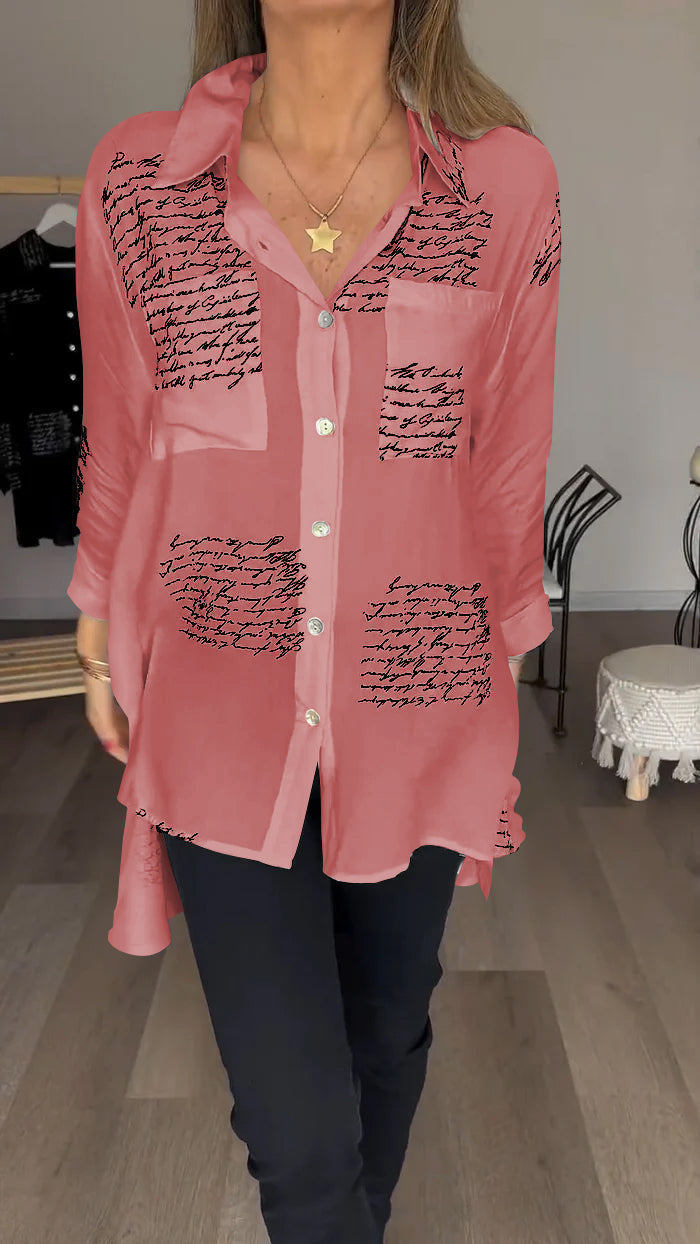 Agnes - Lapel shirt with letter print