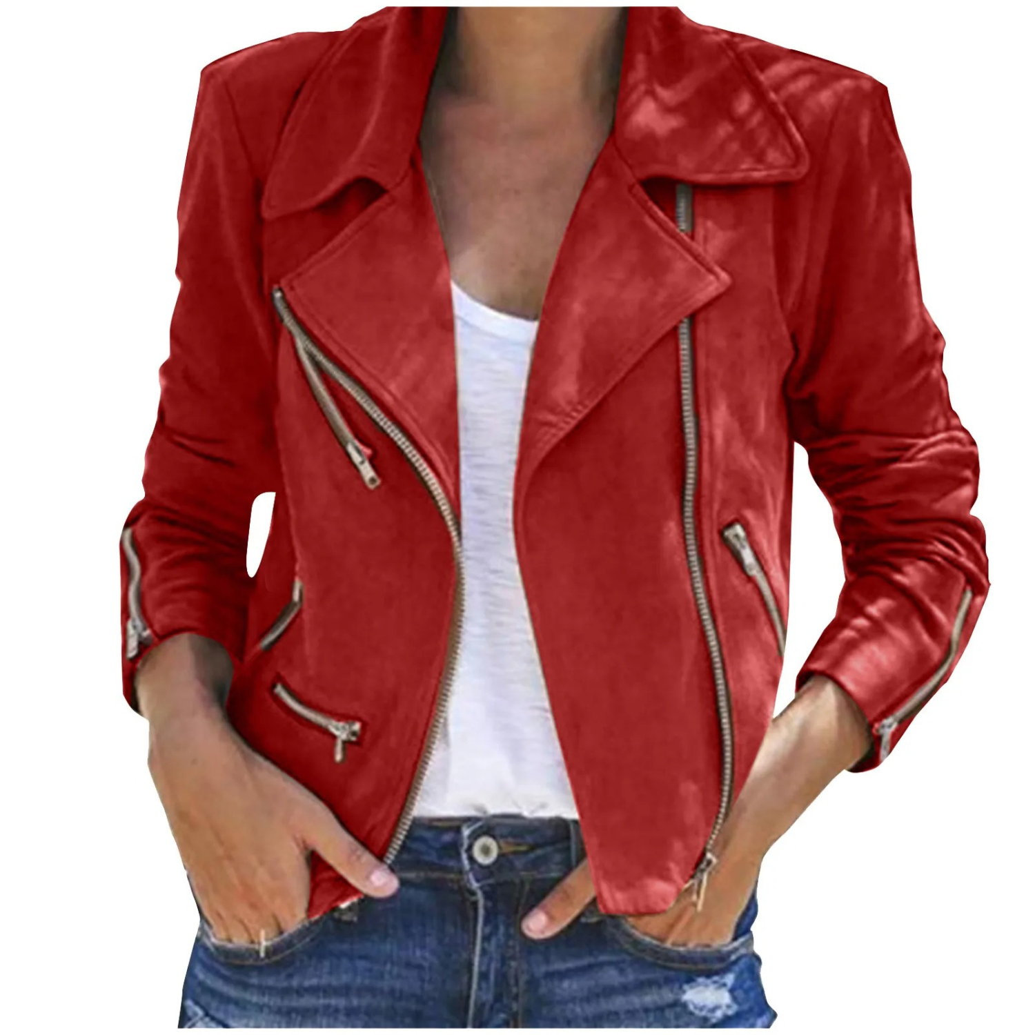 Vintage Women's Leather Jacket with Zipper Closure