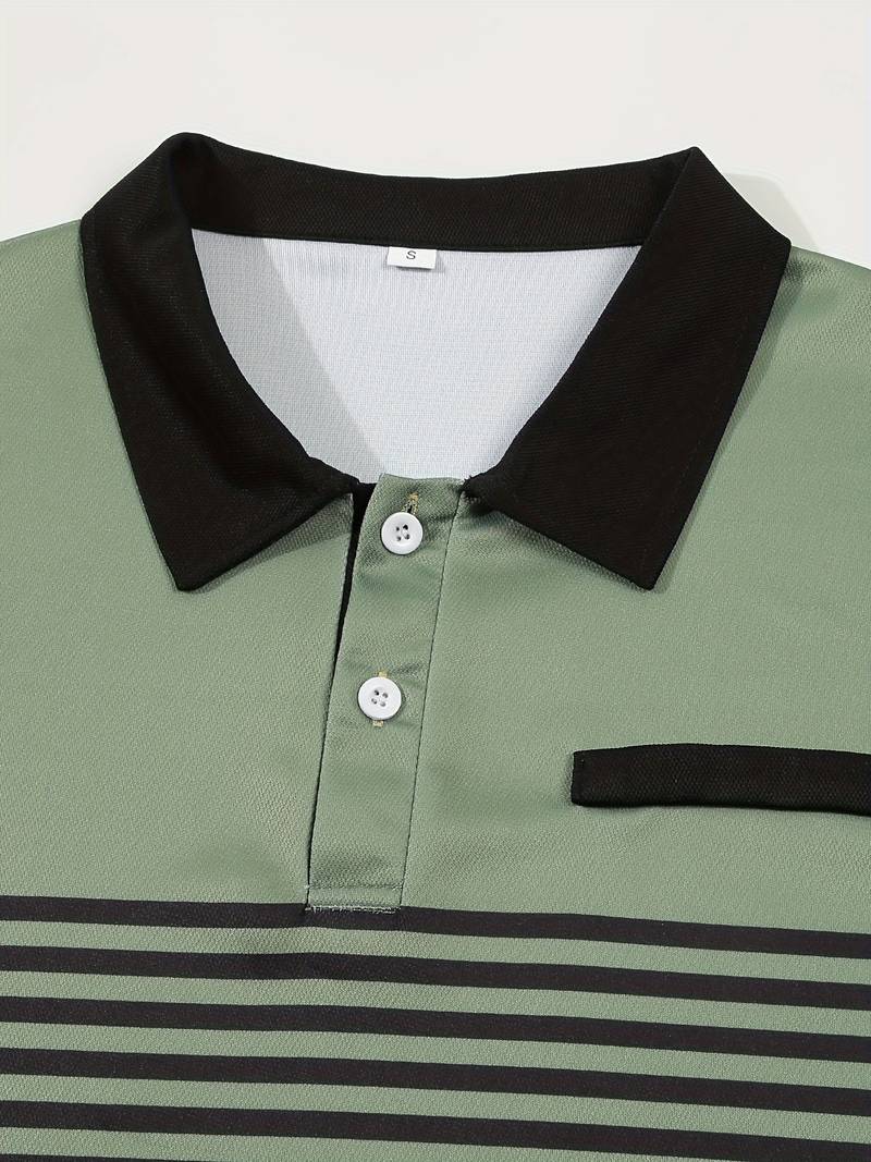 Leon - Casual Short Sleeve Striped Polo Shirt For Men