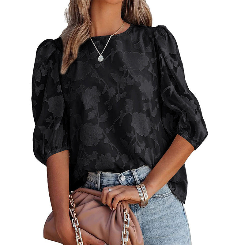 Shayla - Short-sleeved loose chiffon blouse