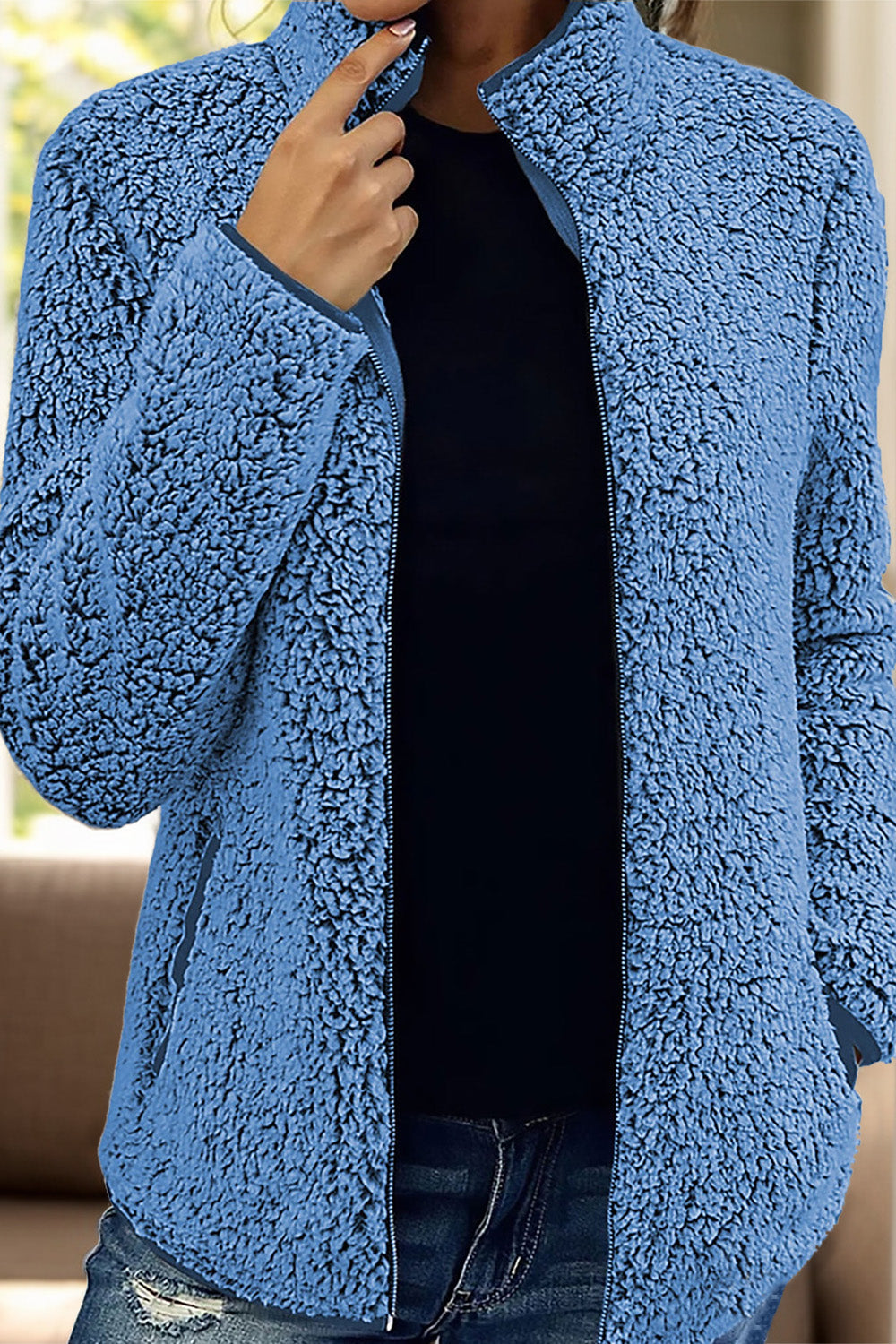 Cosy cashmere zip jacket for women