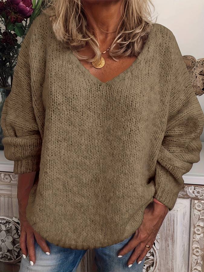 Oversized jumper with V-neck