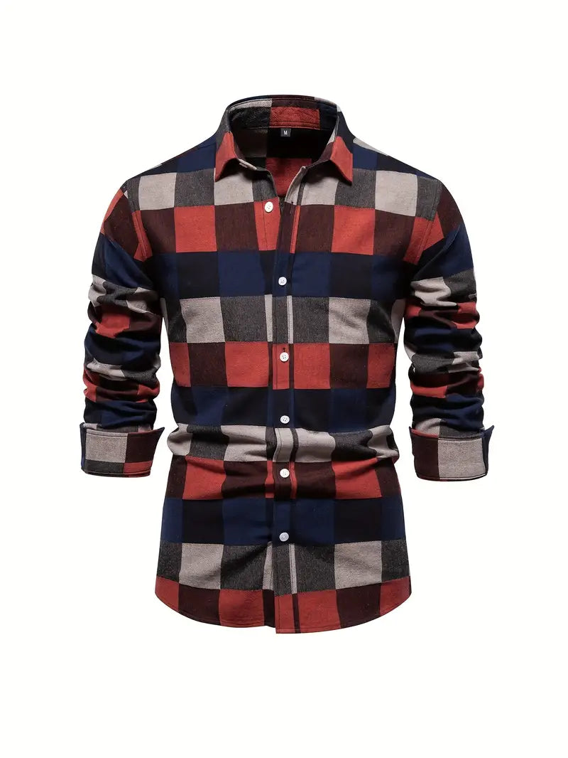 John color block long sleeve button down shirt for men