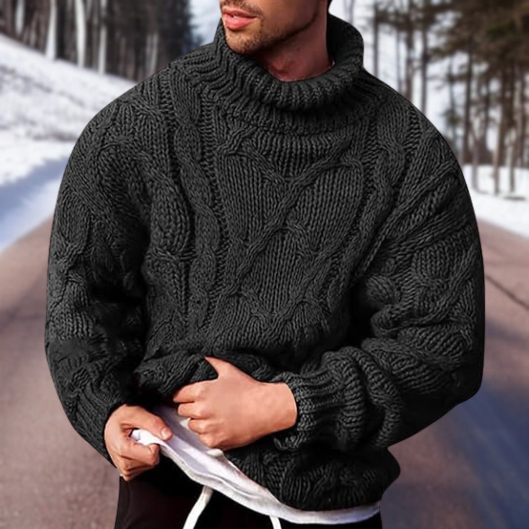 Cotton warming slim fit turtleneck jumper for men