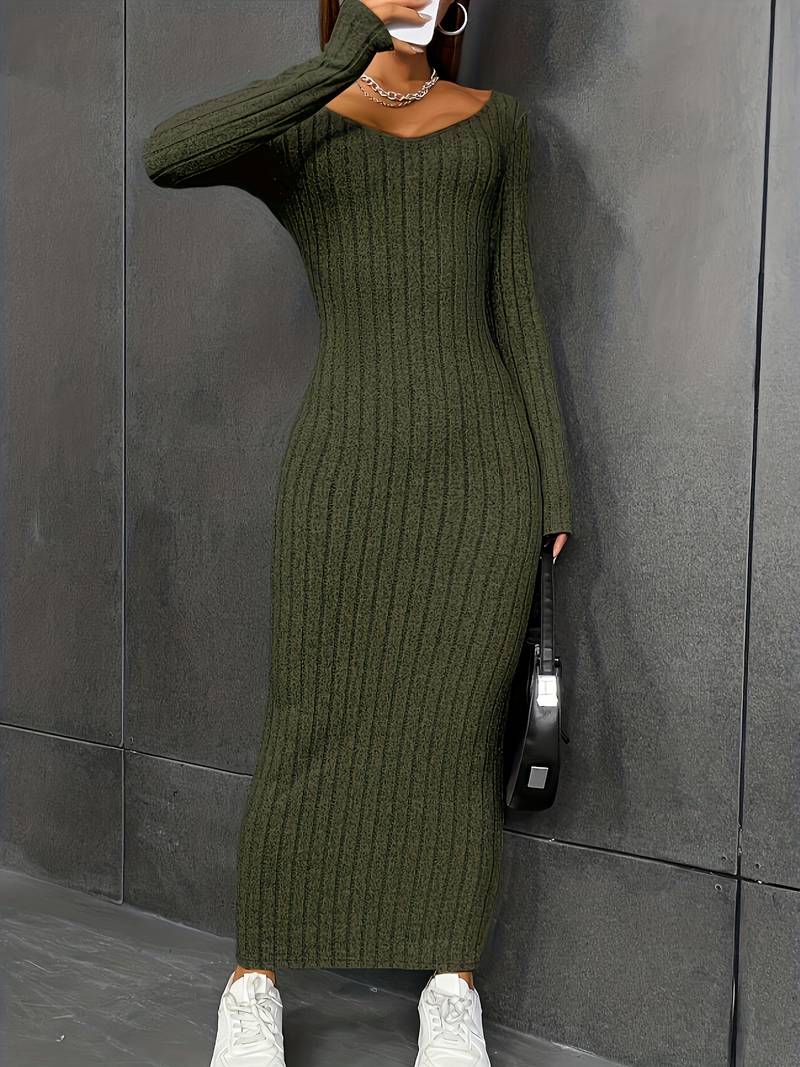 Telma - Backless long-sleeved ribbed dress