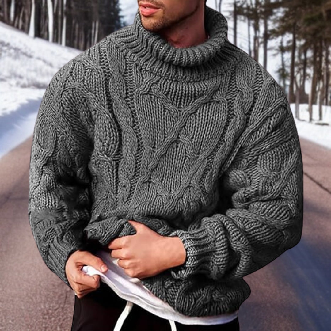 Cotton warming slim fit turtleneck jumper for men