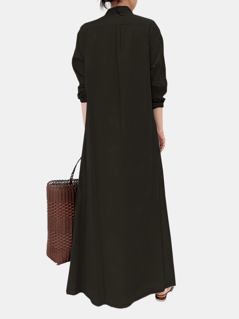 Janel - Single-coloured kaftan dress with button fastening