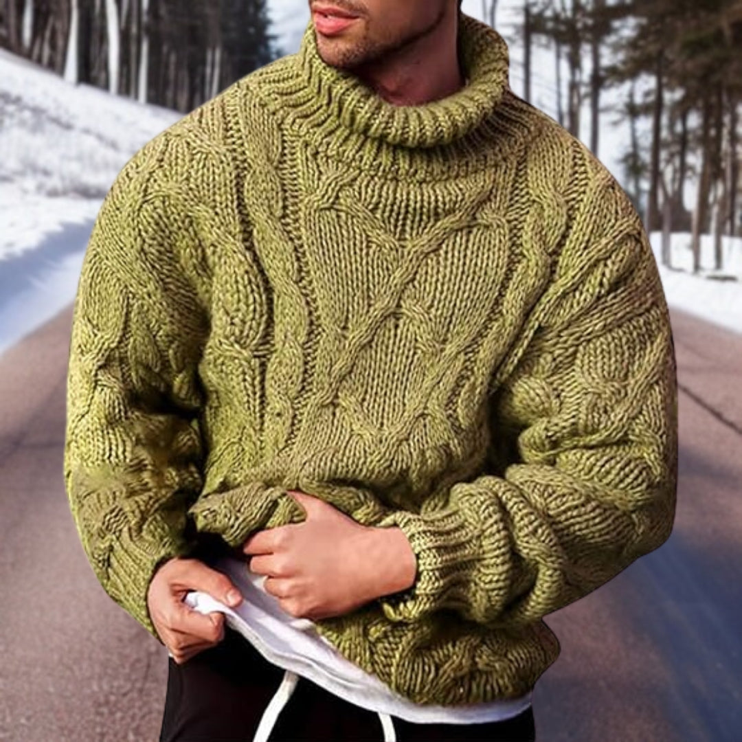 Cotton warming slim fit turtleneck jumper for men