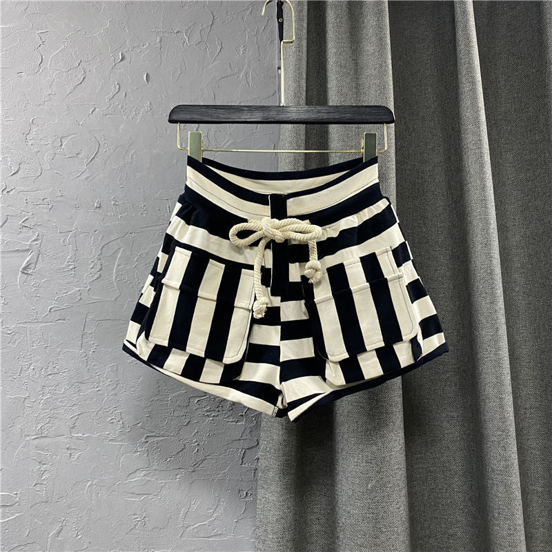 Striped Casual Cargo Shorts Women