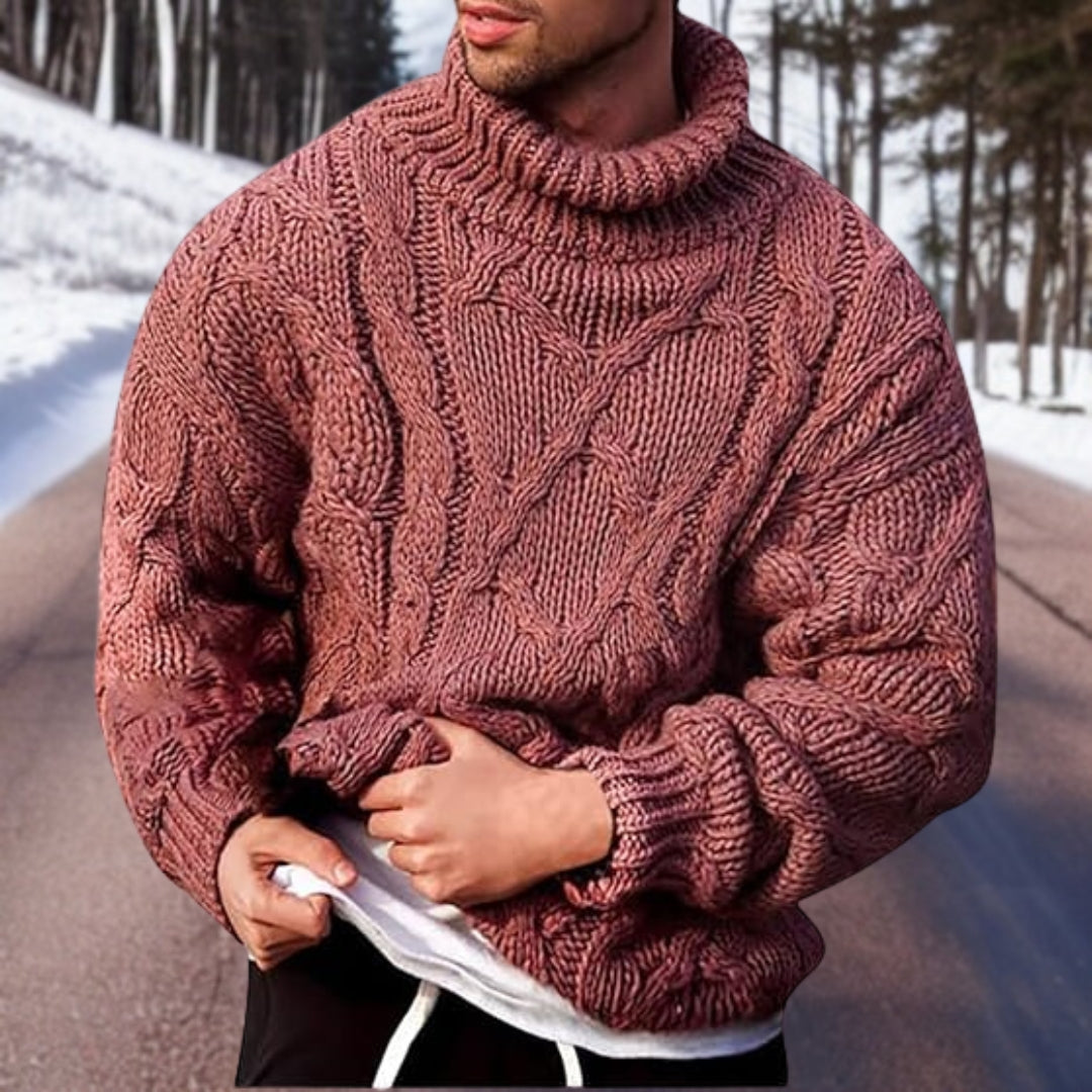 Cotton warming slim fit turtleneck jumper for men