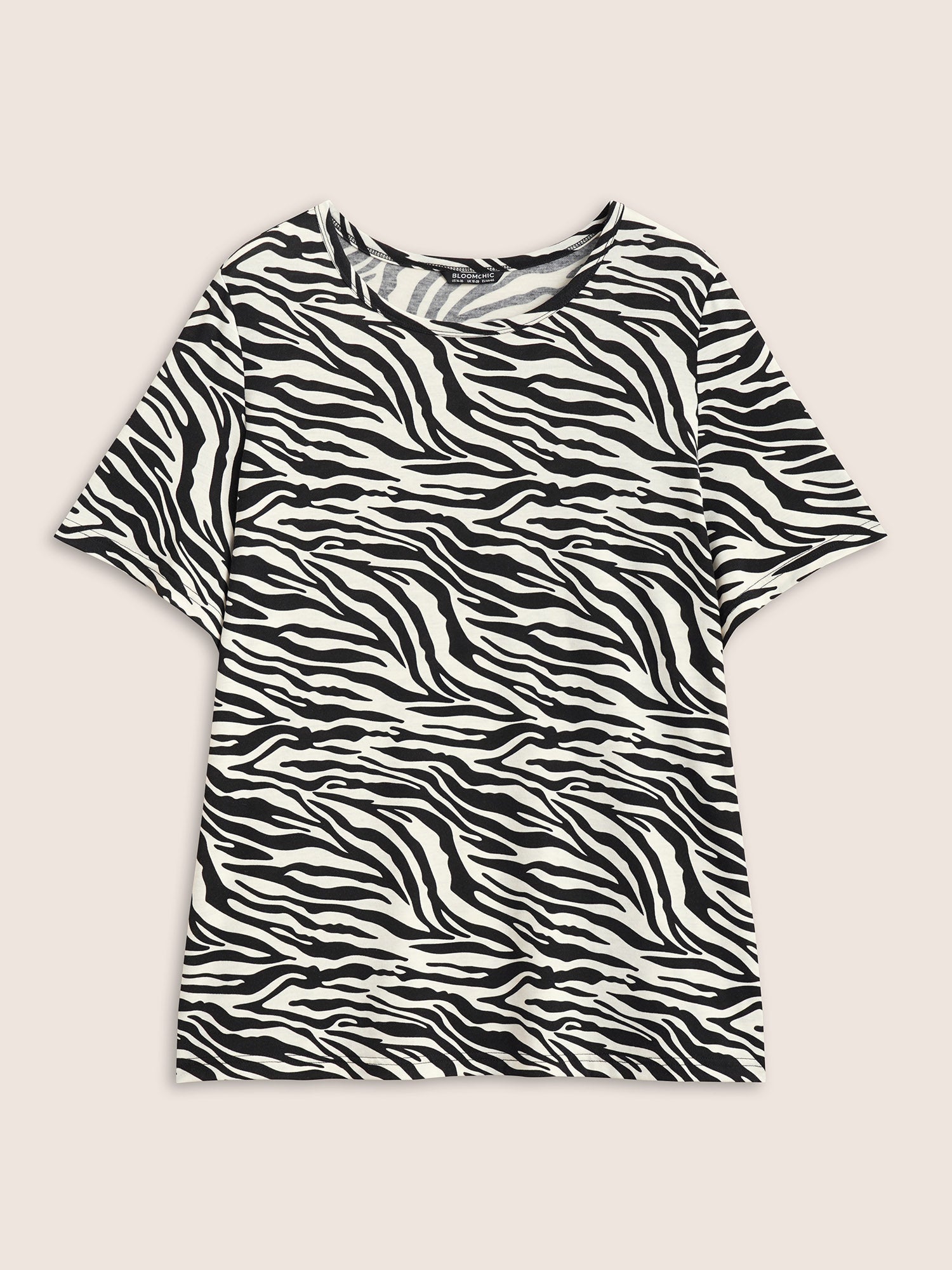 Zebra Striped Print Crew Neck T-shirt