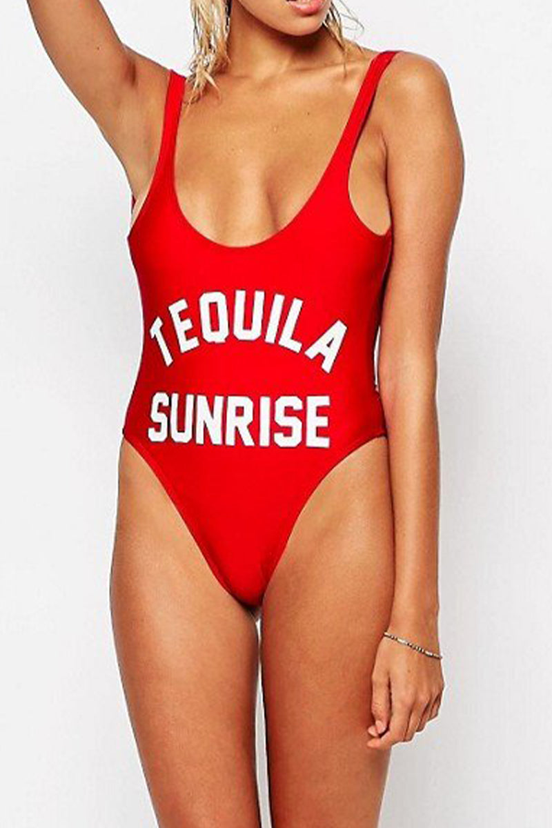 Tequila Sunrise - Slogan One-piece Swimsuit