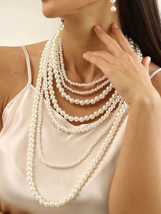 Multilayer Pearl Necklace Long Sweater Chain