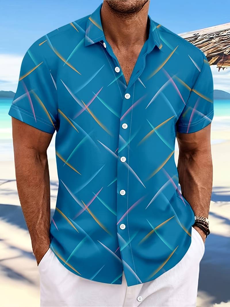 Adam – short-sleeved button-down shirt with a fashionable print