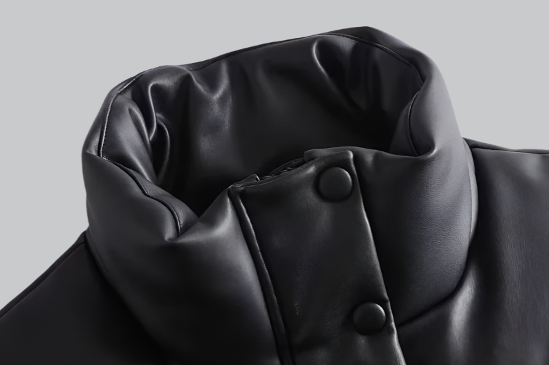 PU leather stand collar vest jacket for women