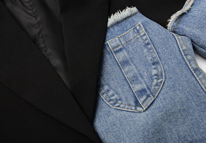 Vintage denim patchwork jackets for women