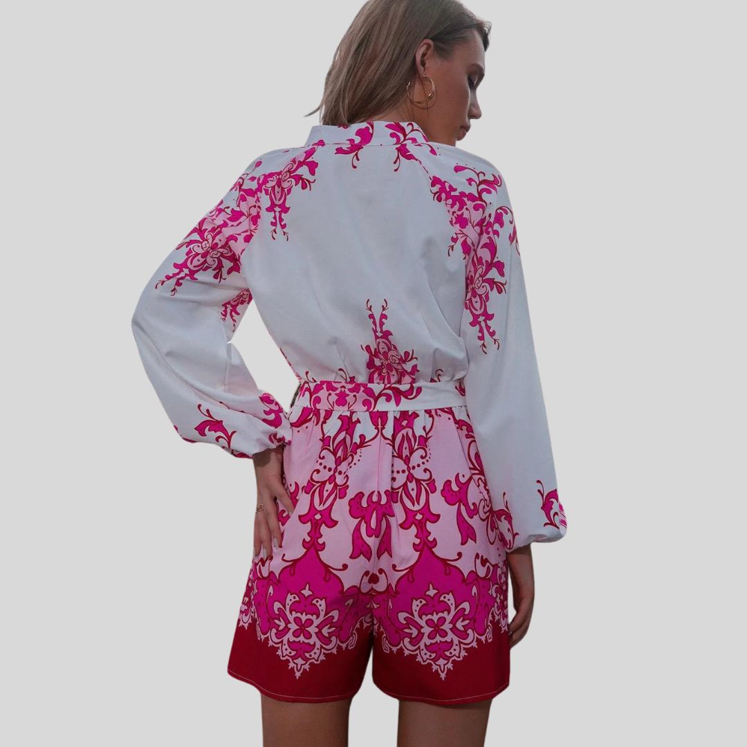 Valentina - Chic playsuit with floral print and waistband