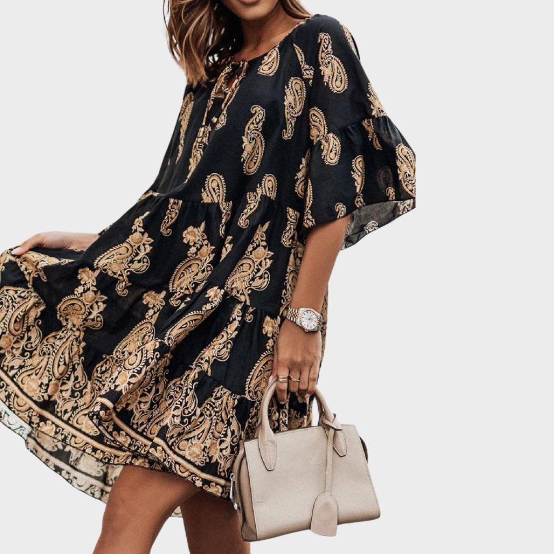 Alexa - Boho dress with paisley print and flounce sleeves