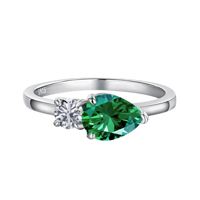 Verde - Slim ring with double gemstone design