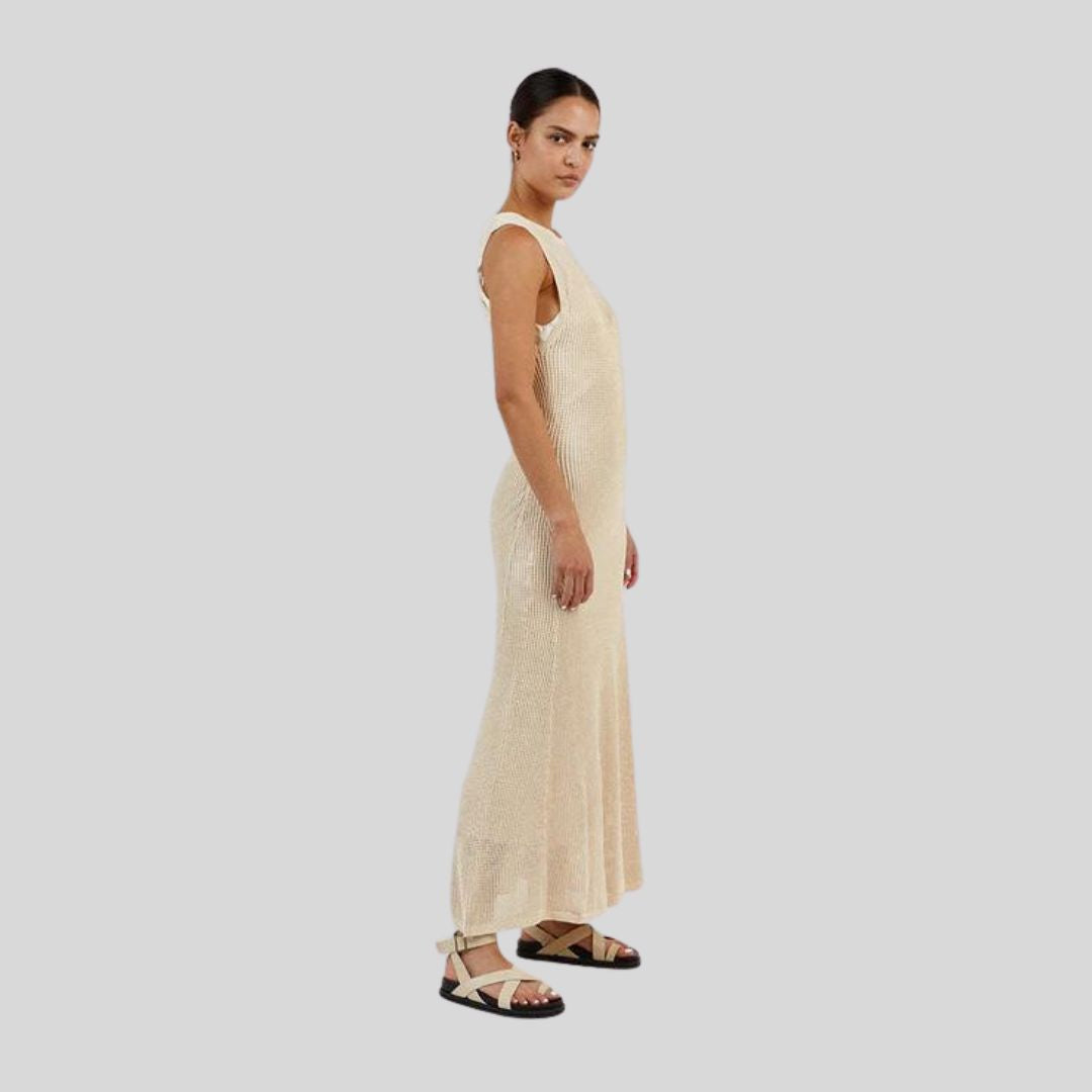 Seraphina - Sleeveless knitted maxi dress with transparent details