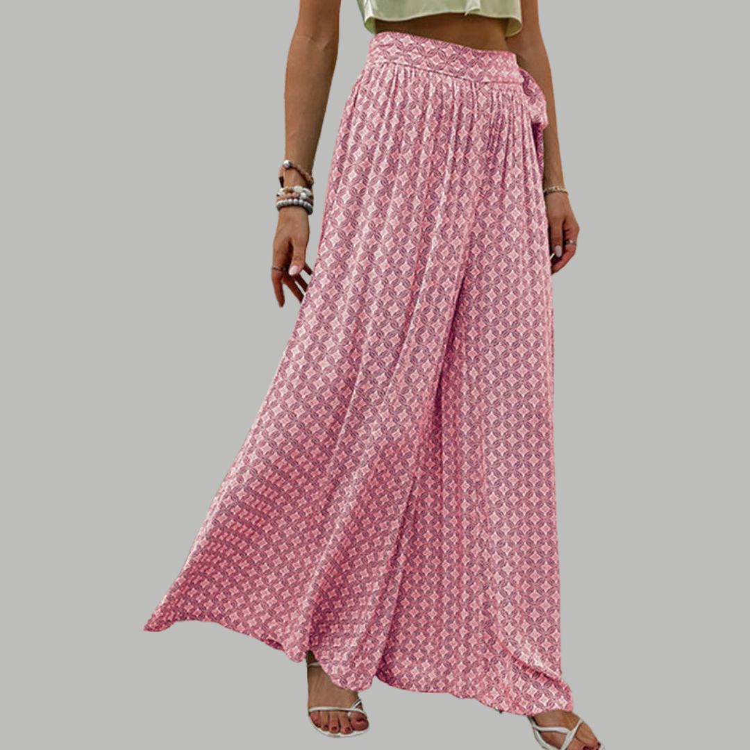 Sophia - High-waisted wide trousers with print pattern