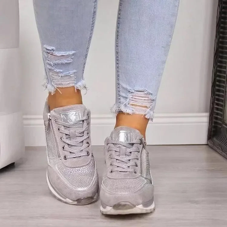 Julie - Trendy sequin wedge sneakers for women