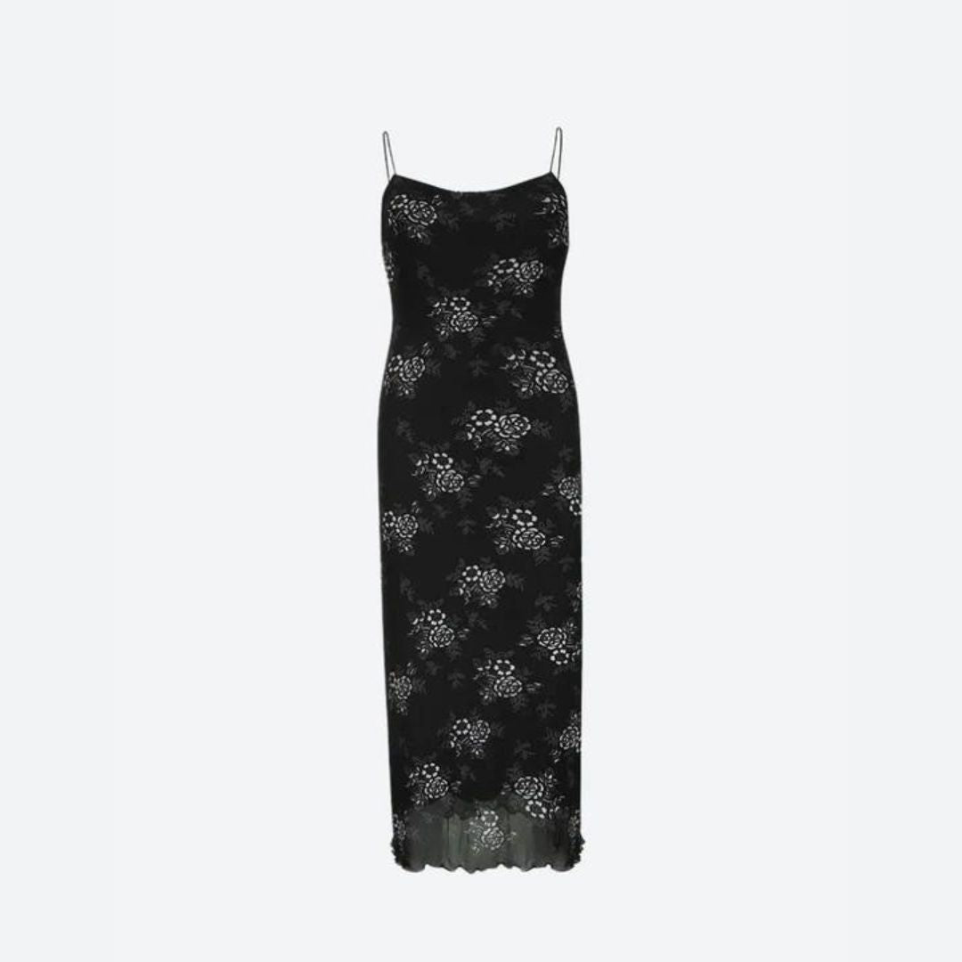 Verona - Vintage floral lace dress with sheer overlay