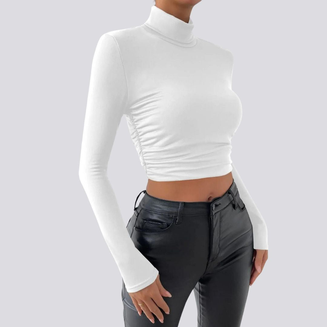 Selena - Elegant long-sleeved crop top with turtleneck