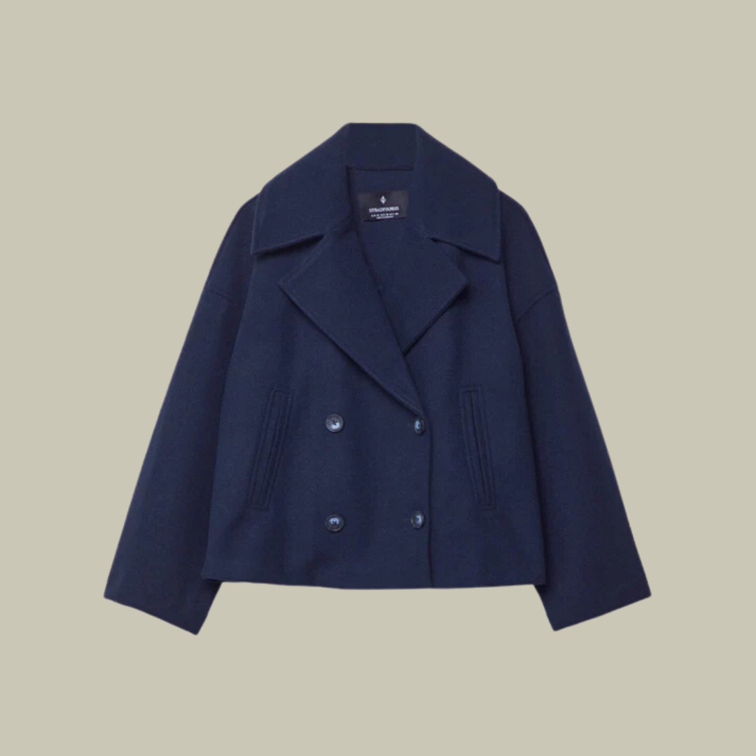 Short double-breasted long sleeve jacket for women
