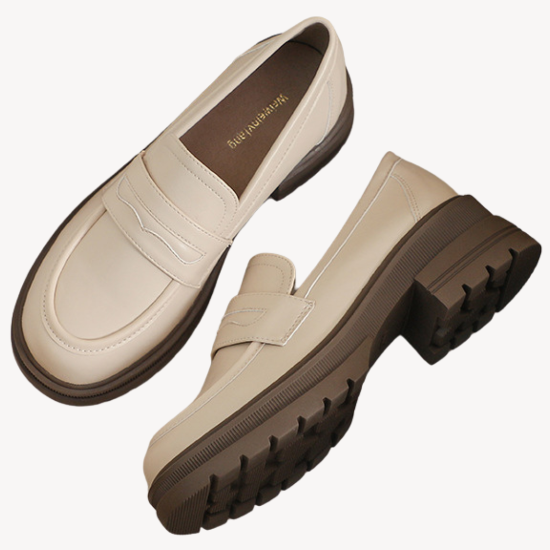 Loravelle | Women's Chunky Loafers - Leather Slip-On Shoes