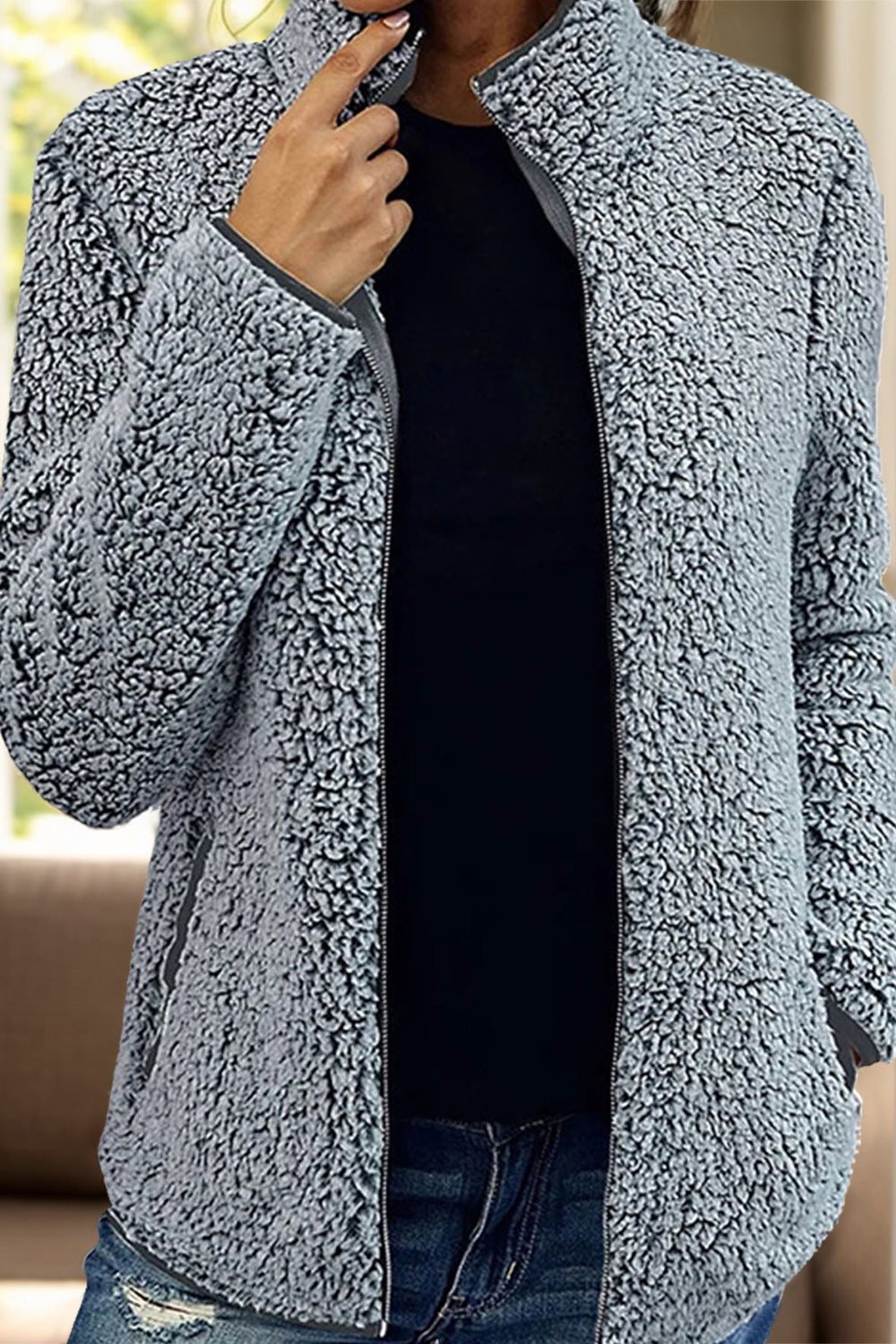 Cosy cashmere zip jacket for women