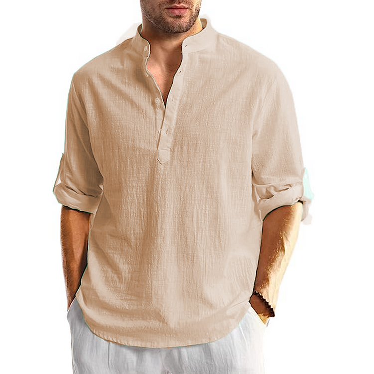 Adrian - Long-sleeved linen casual shirt for men