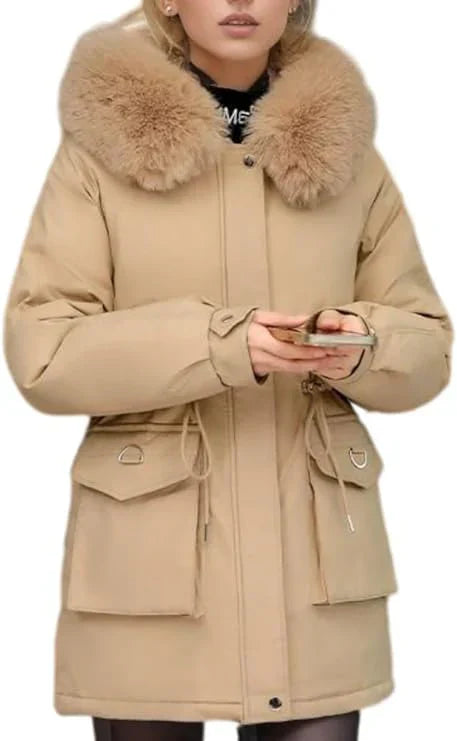 Kevser | Faux Fur Hooded Women's Winter Coat - Stylish & Warm Outerwear