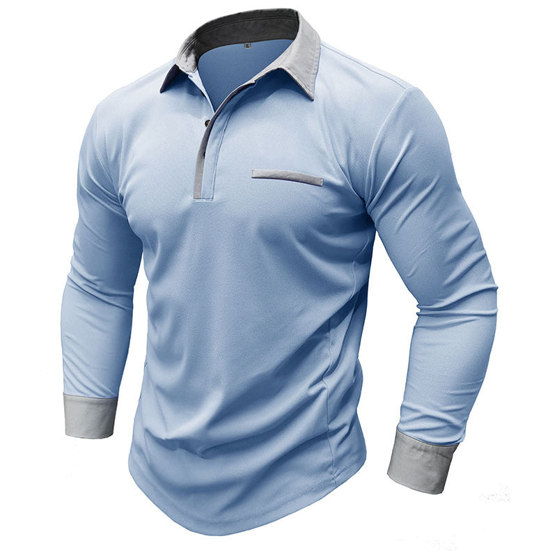 Darren - Long-sleeved men's polo shirt with lapels