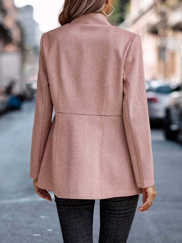 Modern Pink Plain Long-sleeved Blazer Jacket