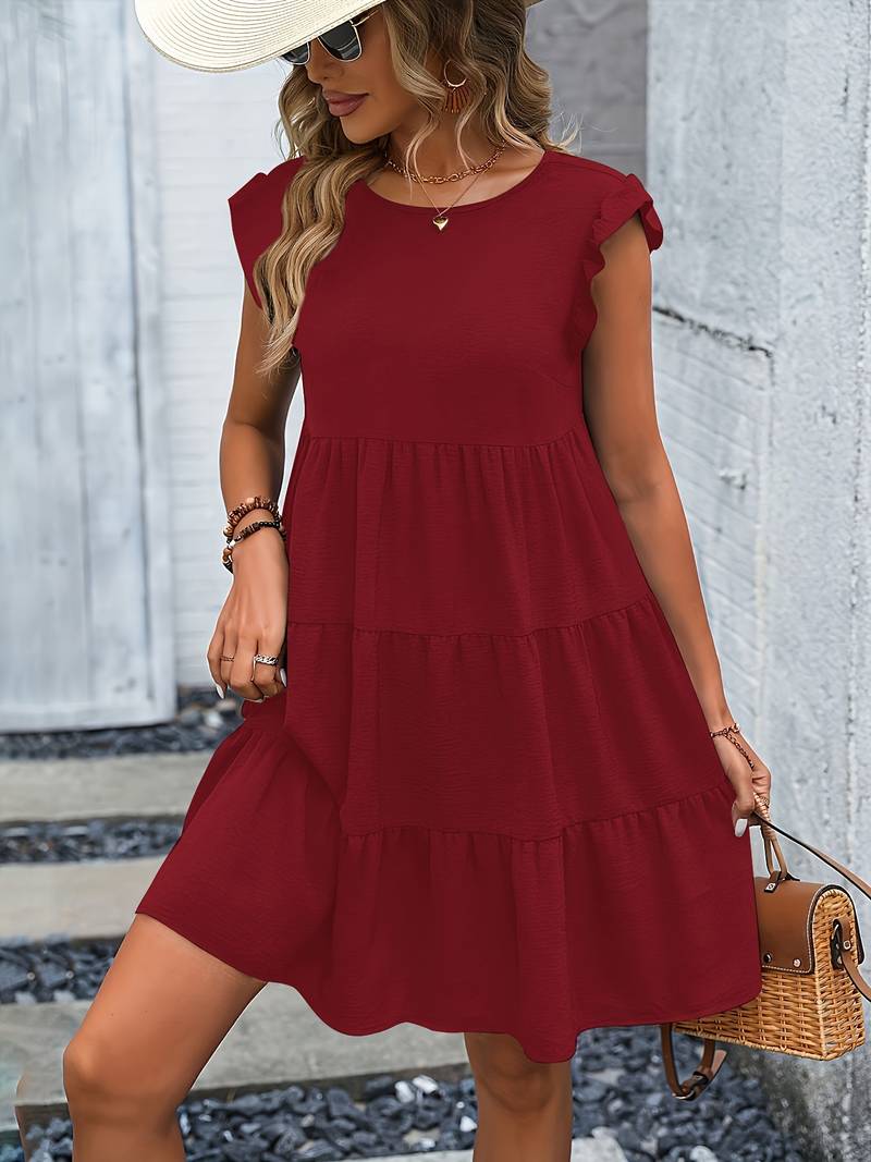 Abriana - Ruffled sleeves Versatile dress