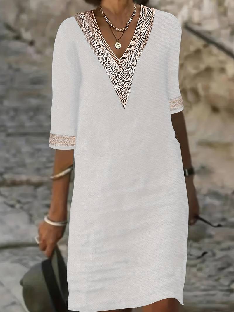 Wanza - Dress with guipure lace neckline