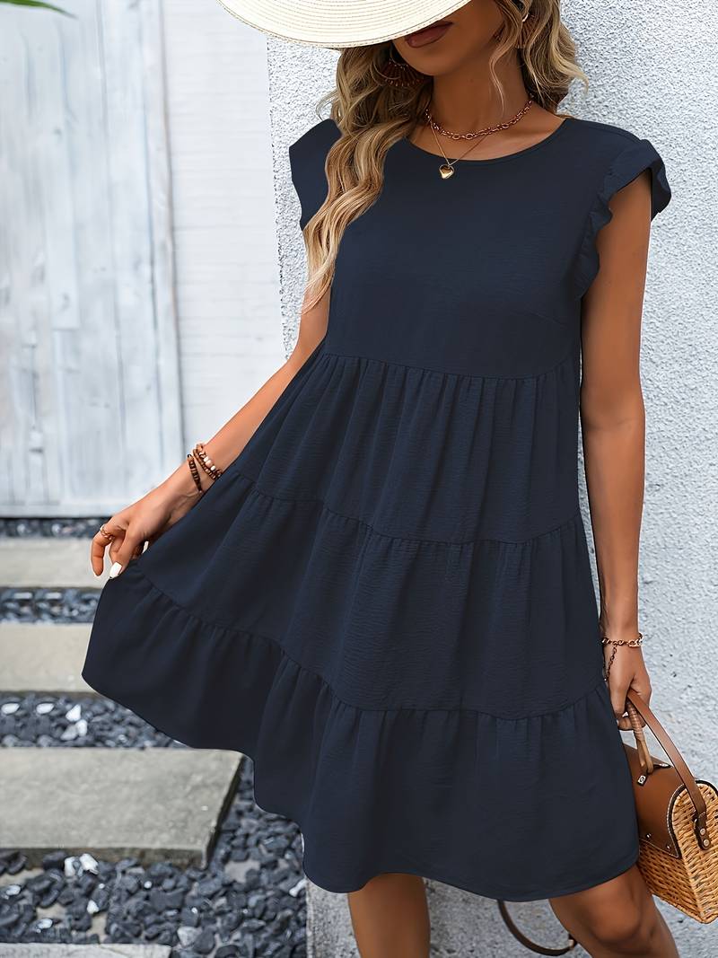 Abriana - Ruffled sleeves Versatile dress