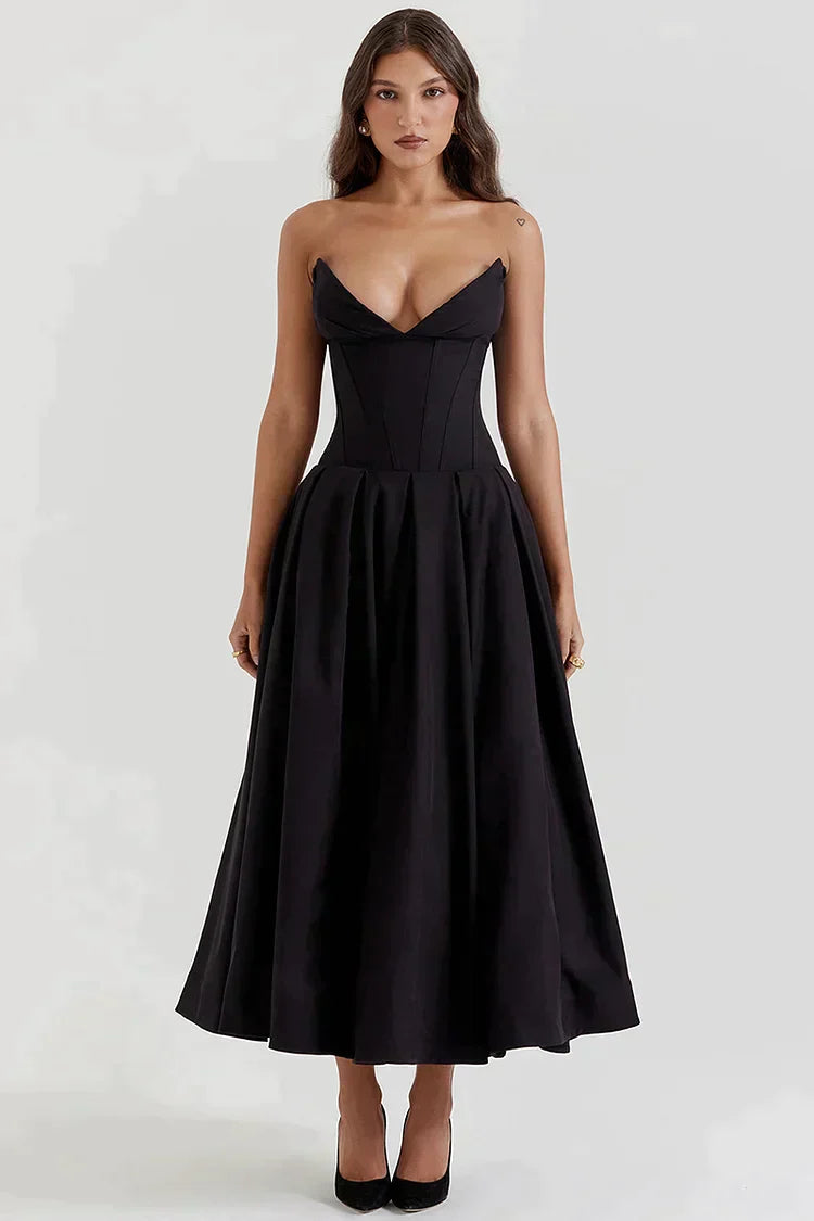 Dariana - Deep V-neck strapless dress