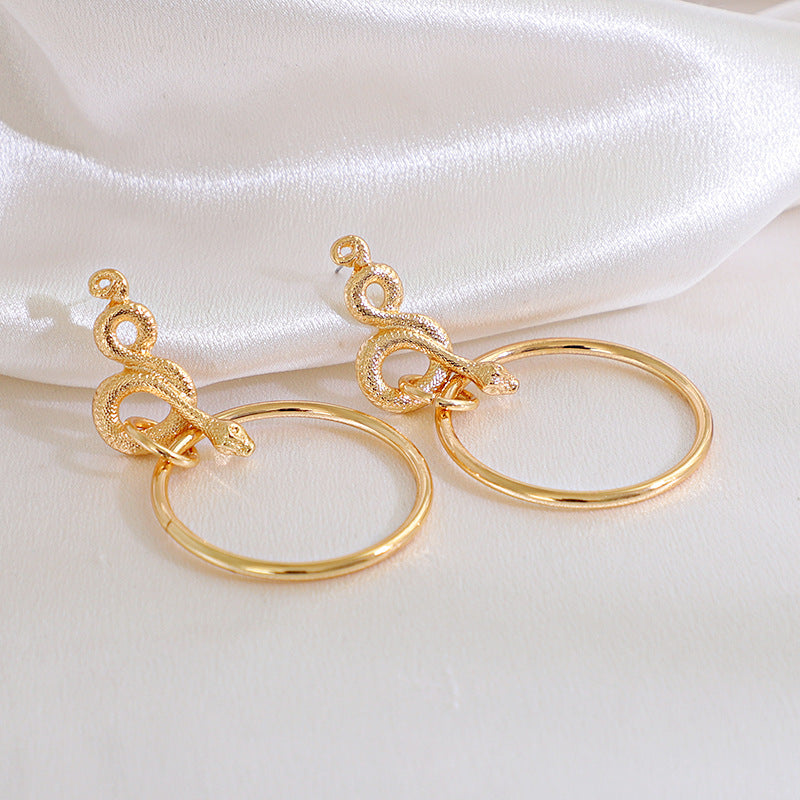 Circle Geometric Snake Earrings