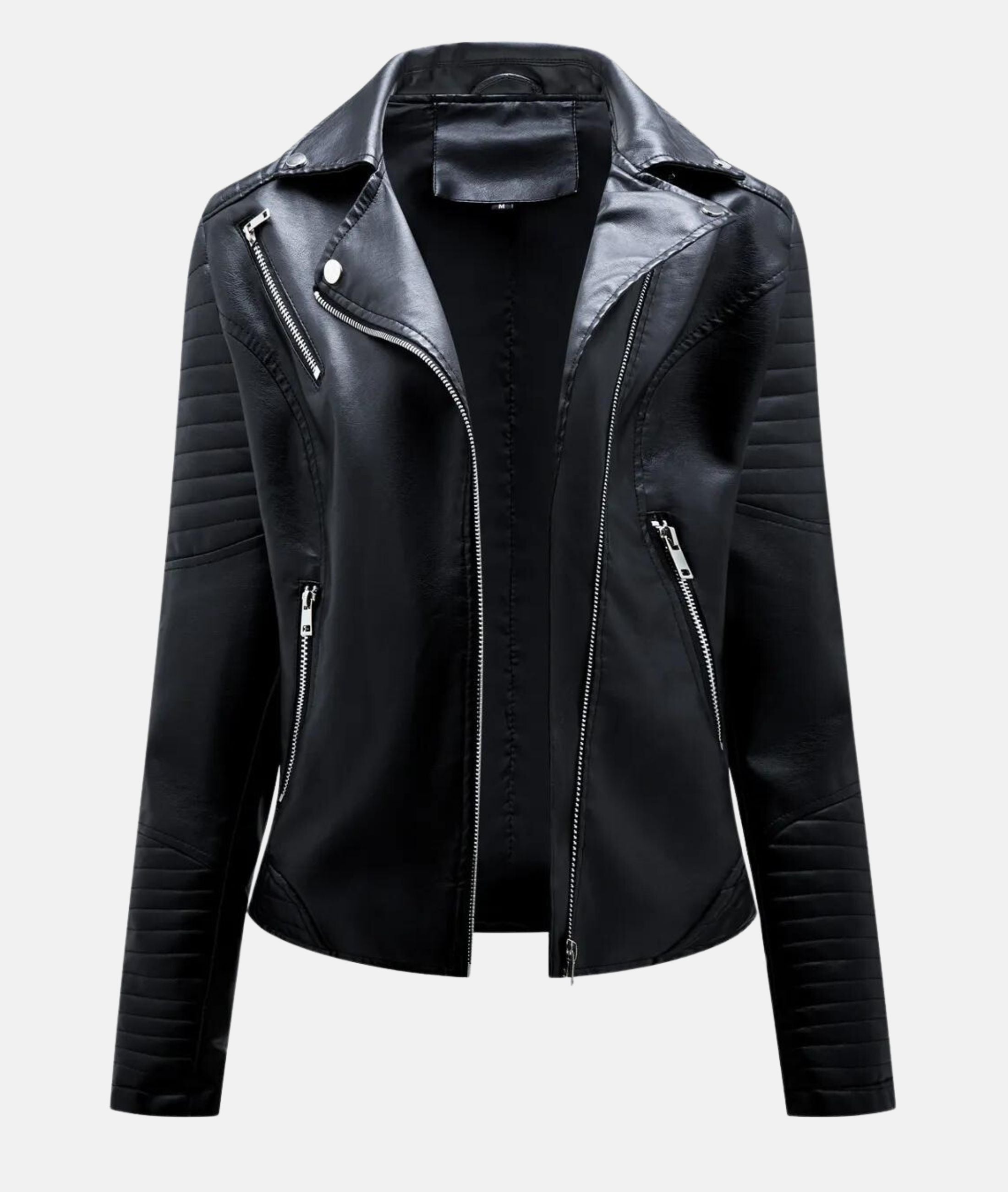 Ladies leather jacket without hood