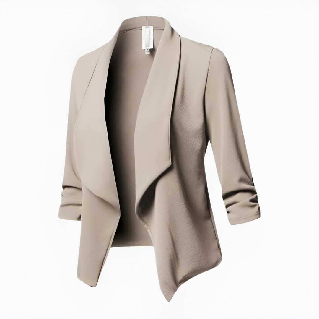 Open front slim fit long sleeve blazer for women