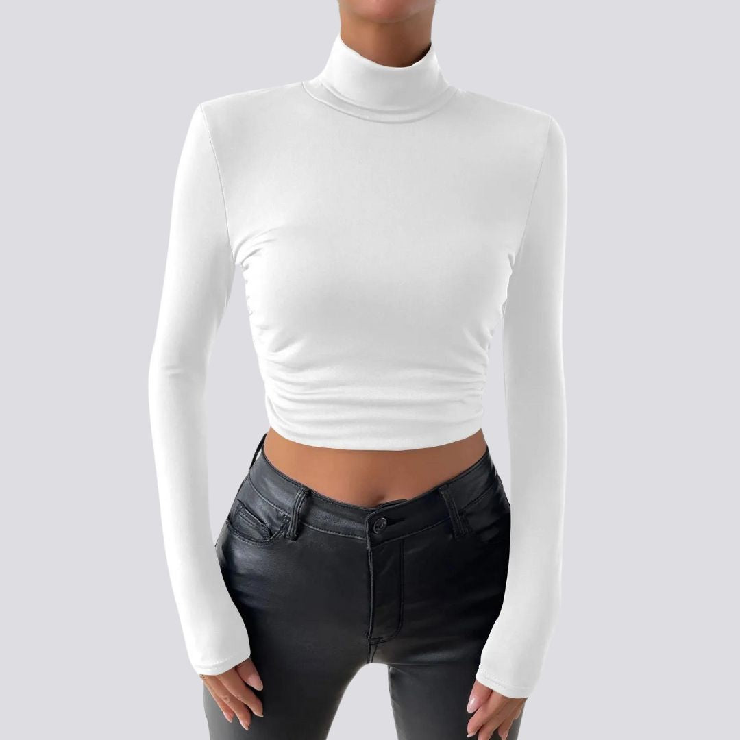 Selena - Elegant long-sleeved crop top with turtleneck