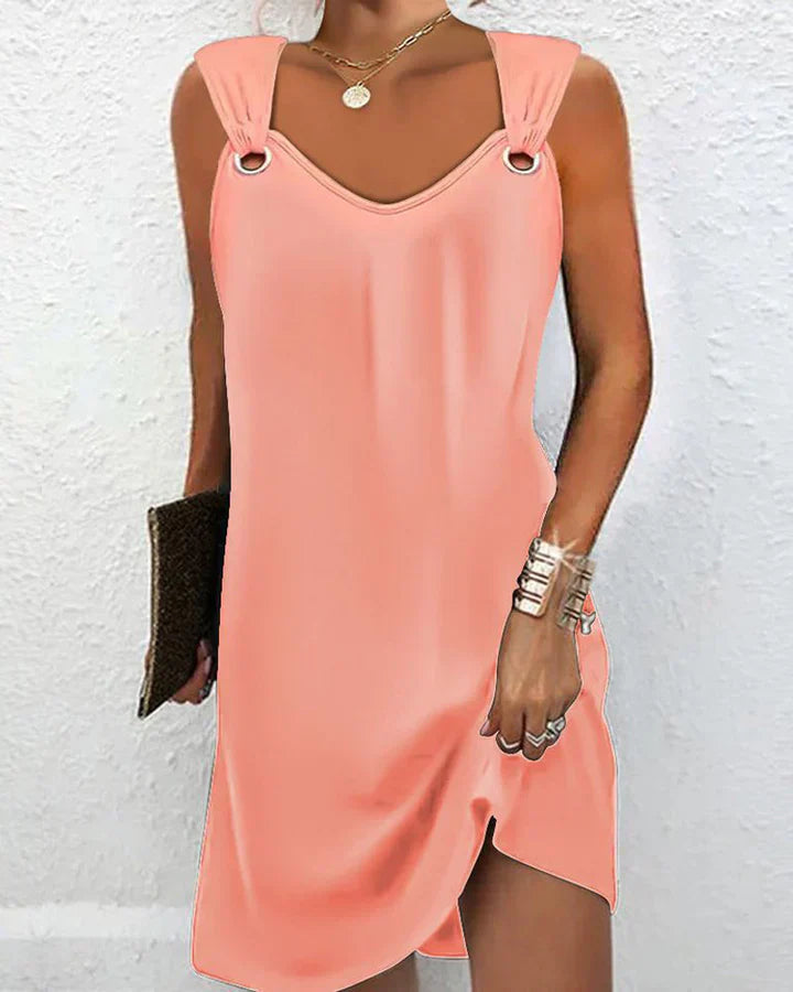 Zanda's - sleeveless tank dress in plain color